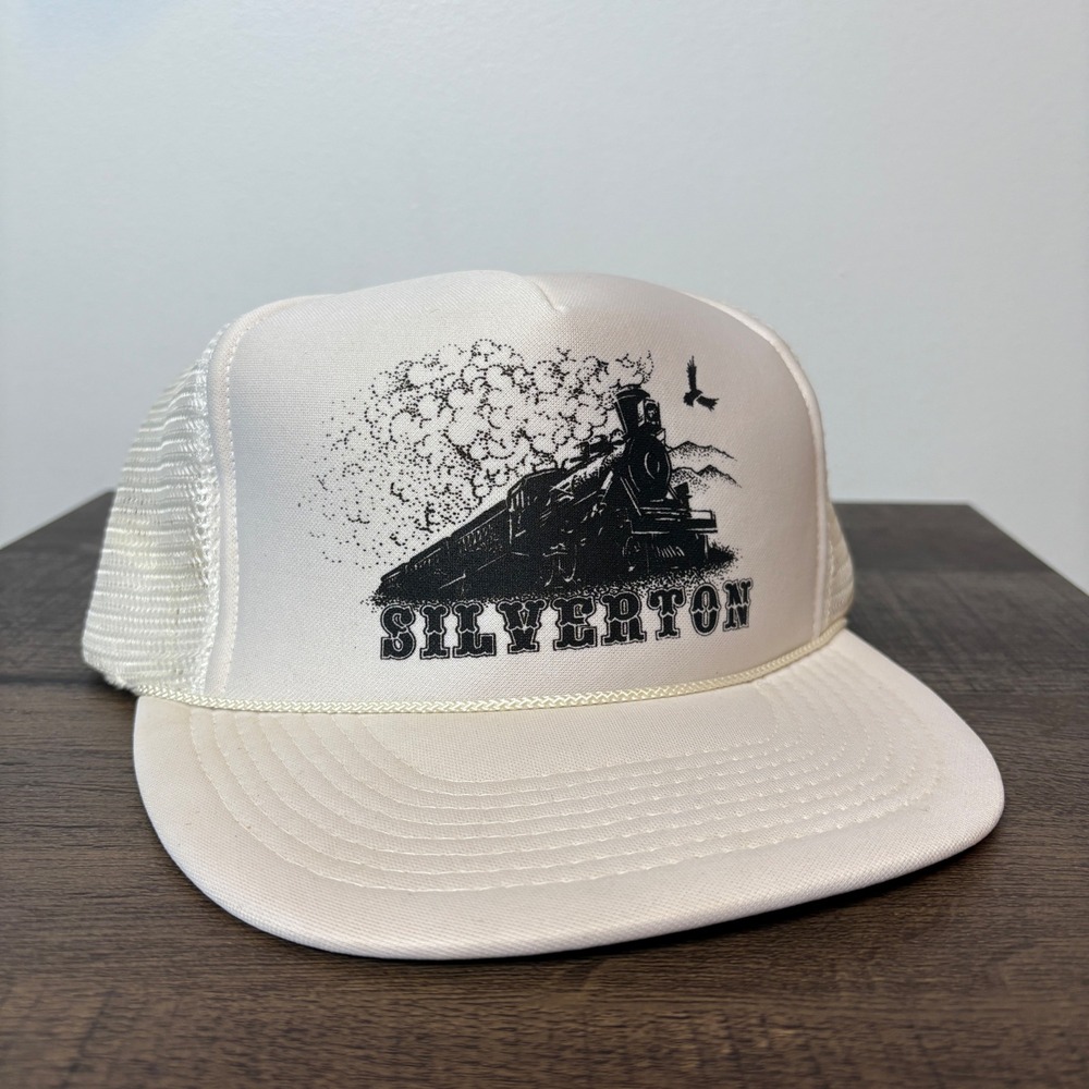 Vintage‎ Silverton Train Trucker Hat White Adjustable Snapback Otto Cap